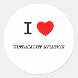 Pegatina Redonda Amo la aviación ultralight