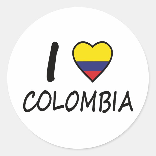 Pegatina Redonda Amo la bandera colombiana (Anverso)