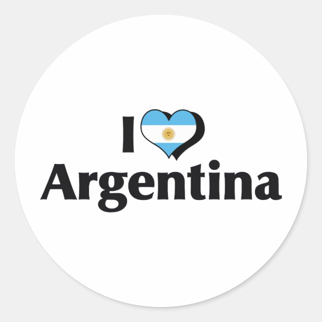 Pegatina Redonda Amo la bandera de Argentina (Anverso)