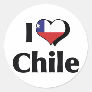 Pegatina Redonda Amo la bandera de Chile