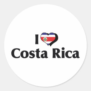 Pegatina Redonda Amo la bandera de Costa Rica