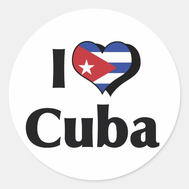 Pegatina Redonda Amo la bandera de Cuba (Anverso)