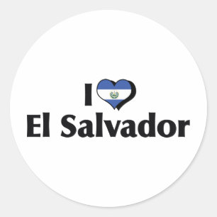 Pegatina Redonda Amo la bandera de El Salvador