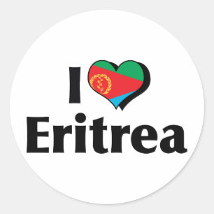 Pegatina Redonda Amo la bandera de Eritrea