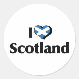 Pegatina Redonda Amo la bandera de Escocia