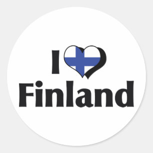 Pegatina Redonda Amo la bandera de Finlandia