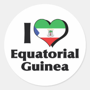 Pegatina Redonda Amo la bandera de Guinea Ecuatorial