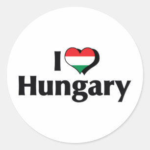 Pegatina Redonda Amo la bandera de Hungría