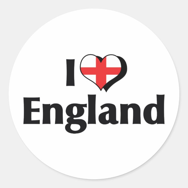 Pegatina Redonda Amo la bandera de Inglaterra (Anverso)