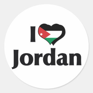 Pegatina Redonda Amo la bandera de Jordania