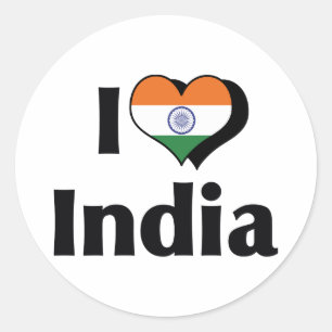 Pegatina Redonda Amo la bandera de la India
