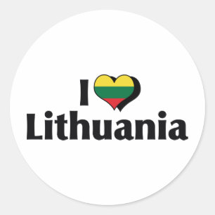 Pegatina Redonda Amo la bandera de Lituania
