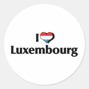 Pegatina Redonda Amo la bandera de Luxemburgo