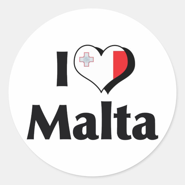Pegatina Redonda Amo la bandera de Malta (Anverso)