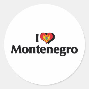 Pegatina Redonda Amo la bandera de Montenegro