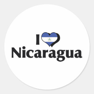 Pegatina Redonda Amo la bandera de Nicaragua
