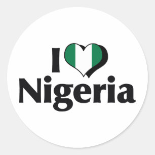 Pegatina Redonda Amo la bandera de Nigeria