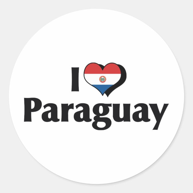 Pegatina Redonda Amo la bandera de Paraguay (Anverso)