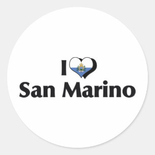 Pegatina Redonda Amo la bandera de San Marino