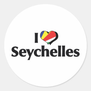 Pegatina Redonda Amo la bandera de Seychelles