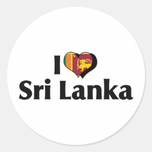 Pegatina Redonda Amo la bandera de Sri Lanka
