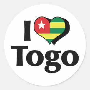 Pegatina Redonda Amo la bandera de Togo