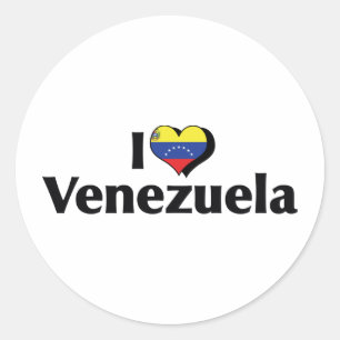 Pegatina Redonda Amo la bandera de Venezuela