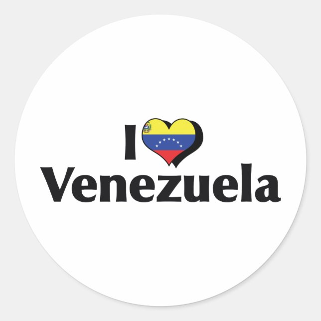 Pegatina Redonda Amo la bandera de Venezuela (Anverso)