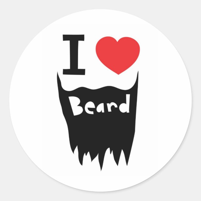 Pegatina Redonda Amo la barba (Anverso)
