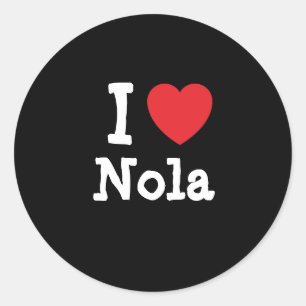 Pegatina Redonda Amo la camiseta de corazón de Nola