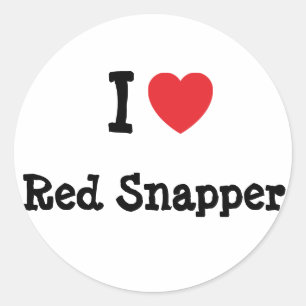 Pegatina Redonda Amo la camiseta de corazón de Snapper Roja