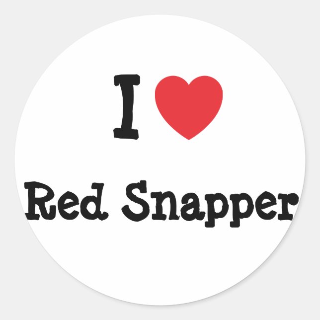 Pegatina Redonda Amo la camiseta de corazón de Snapper Roja (Anverso)