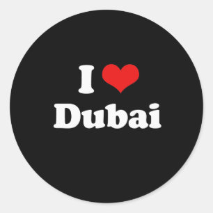 Pegatina Redonda Amo la camiseta de Dubai