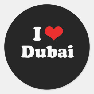 Pegatina Redonda Amo la camiseta de Dubai