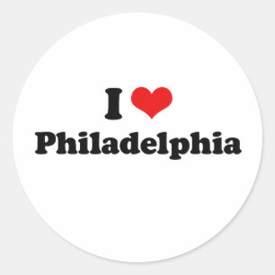 Pegatina Redonda Amo la camiseta de Filadelfia