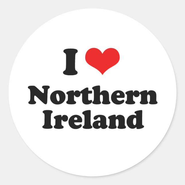 Pegatina Redonda Amo la camiseta de Irlanda del Norte (Anverso)