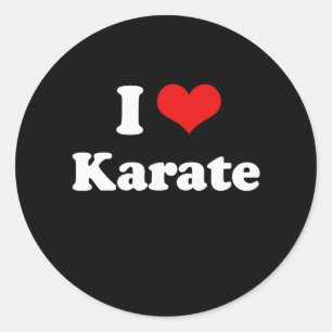 Pegatina Redonda Amo la camiseta de Karate