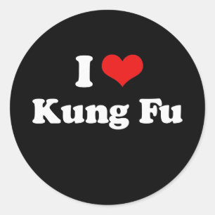 Pegatina Redonda Amo la camiseta de Kung Fu