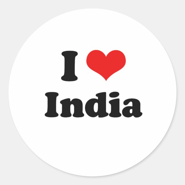 Pegatina Redonda Amo la camiseta de la India (Anverso)