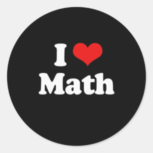 Pegatina Redonda Amo la camiseta de matemáticas