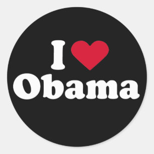 Pegatina Redonda Amo la camiseta de Obama