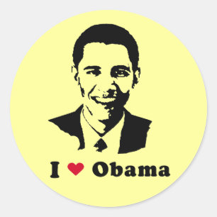 Pegatina Redonda Amo la camiseta de Obama