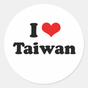 Pegatina Redonda Amo la camiseta de Taiwán