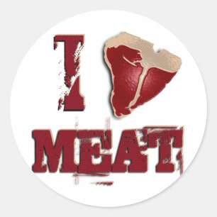 Pegatina Redonda Amo La Carne