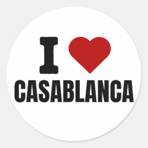 Pegatina Redonda Amo la casablanca - corazón de casablanca marrueco