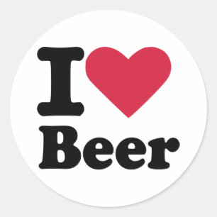 Pegatina Redonda Amo la cerveza