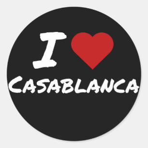 Pegatina Redonda Amo la ciudad de Casablanca Marruecos
