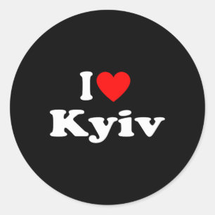 Pegatina Redonda Amo la ciudad de Kiev Ucrania Clic
