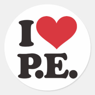 Pegatina Redonda ¡Amo la educación física!