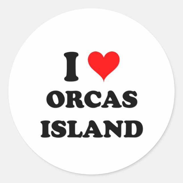 Pegatina Redonda Amo la Isla Orcas Washington (Anverso)